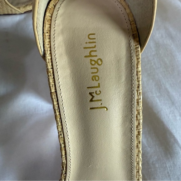 J.McLaughlin "Esme" Tan Raffia Block Heel Sandals Size 11 Classic Wedding Guest - Picture 5 of 7